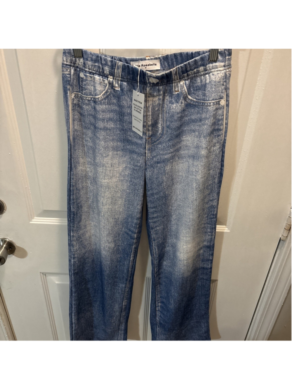 Mila Rosabella New Sweatpant Jean Womens M Baggy Stretch Light Blue Pull On